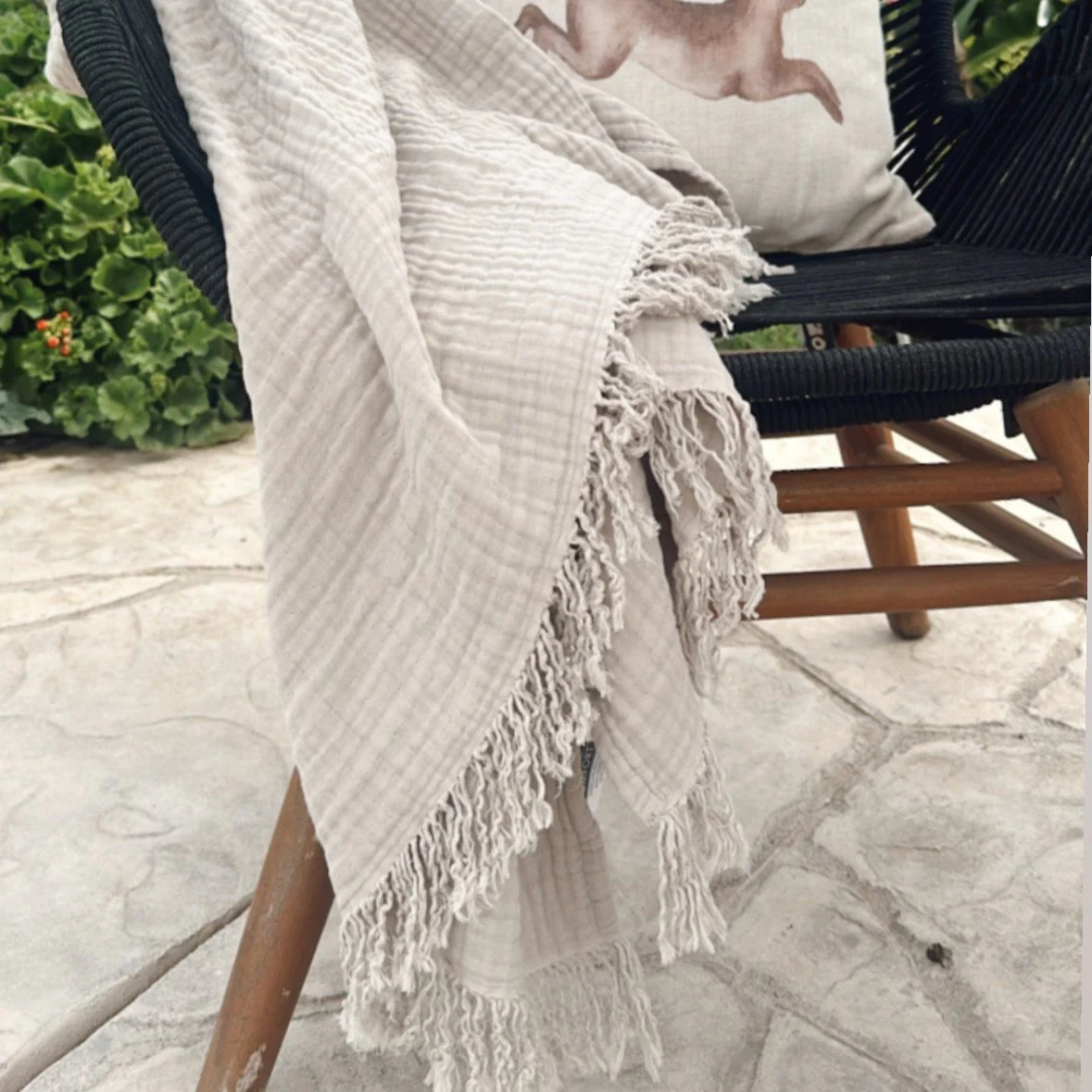 Oversized Breeze Throw -  Fringe - White - Image 3