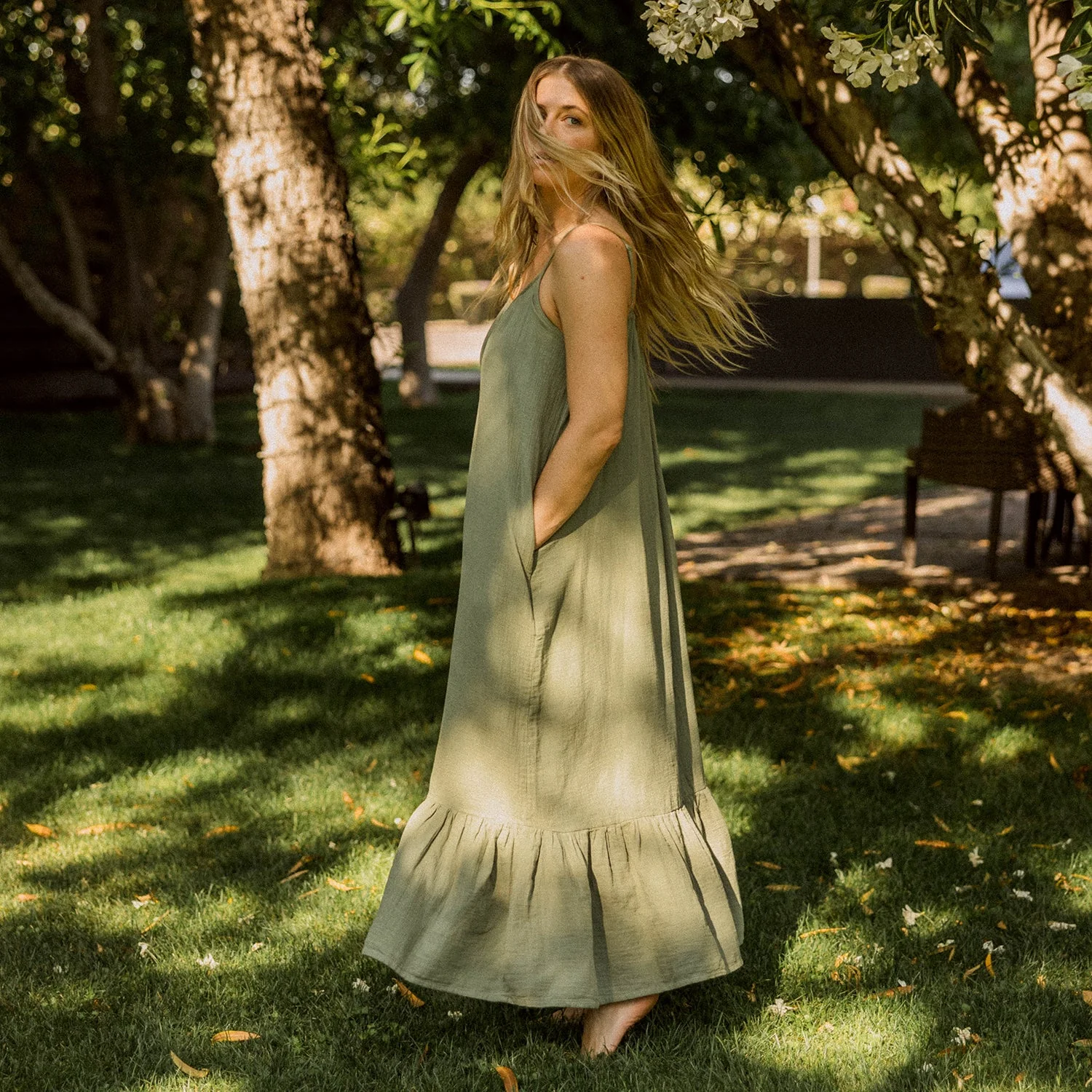 Maxi Dress – Classic Strap with Pockets - Image 11