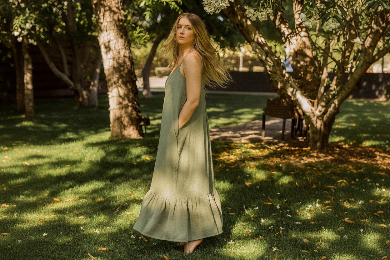 Maxi Dress – Classic Strap with Pockets - Image 3